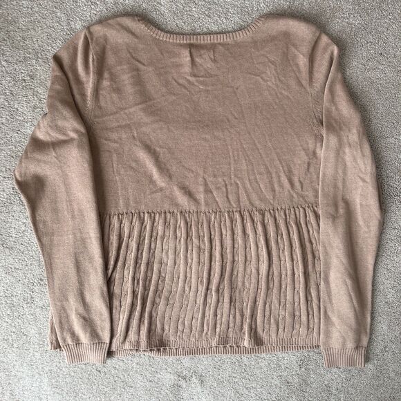 Hollister Babydoll Sweater Top Womens XL Tan Cable Knit Square Neck Y2K Preppy - Picture 6 of 7